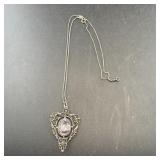 Sterling silver purple amethyst necklace. Marked .