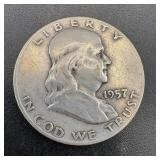 1957-d Silver Ben Franklin Half Dollar (90% Silver