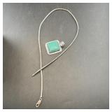 Sterling silver turquoise necklace. Measures appro