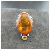 Anne Russell sterling silver amber ring, size 7. W