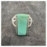 Sterling silver turquoise ring, size 5 3/4. Weight