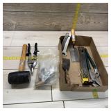 Hand Tool assorted. Rubber mallet, snips, pipe wre