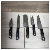 Ashen Edge 5-piece Damascus Set; Handmade