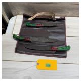 3-piece Damascus Knife Set; Includes Roll-up Case/