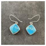 Sterling silver turquoise earrings. Marked .925. W