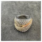 Sterling silver cubic zirconia ring, size 8. Weigh