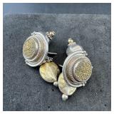 Sterling silver druzy quartz earrings. Marked .925