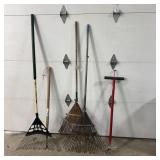 Three Lawn Rakes, Weasel Weed Popper, And Weeder.