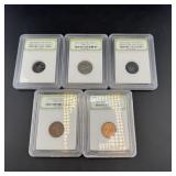 Lot Of 5 Slabbed Coins Mixed Dates And Types