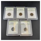 Lot Of 5 Slabbed Coins Mixed Dates And Types