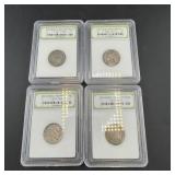 Lot Of 4 Slabbed Buffalo Nickels - Mixed Dates