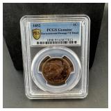 1852 Large Cent Pcgs Genuine Environmental Damage