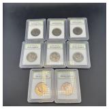 Lot Of 8 Slabbed Kennedy Half Dollars Various Date