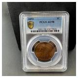 1853 Large Cent Pcgs Au58