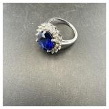 Sterling Silver Blue Sapphire Ring, Size 7 1/2. Ma