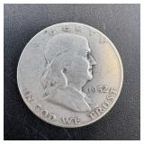1952-D silver Ben Franklin half dollar (90% silver