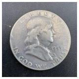 1953-D silver Ben Franklin half dollar (90% silver