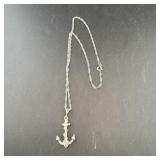 Sterling silver anchor necklace. Marked .925. Meas