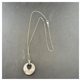 Sterling silver mother-of-pearl necklace. Measures