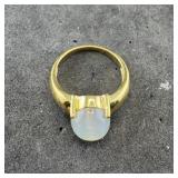 Sterling silver gold vermeil moonstone ring. Marke