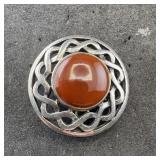 Soco sterling silver carnelian brooch. Marked .925