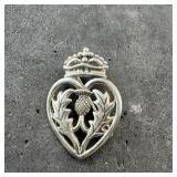 Peter Stone sterling silver heart brooch. Marked .