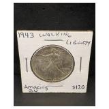 1943 Walking Liberty Silver Half Dollar Bu+