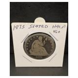 1875 Seated Liberty Silver Half Dollar