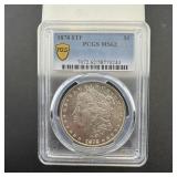1878 8tf Pcgs Ms62 Morgan Silver Dollar, 8 Tail Fe