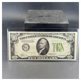 1934 $10 Federal Reserve Note, Light Green Seal.