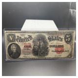 1907 $5 Large Size Currency Note ï¿½ ï¿½woodchopper.ï¿½