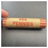 50-cent Wheat Penny Roll With 1906 Indian Head & 1
