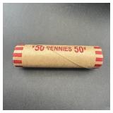 50-cent Wheat Penny Roll With 1905 Indian Head Cen