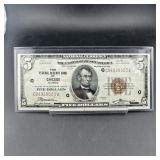 1929 $5 Federal Reserve Bank Of Chicago National C