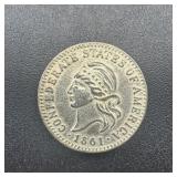 1861 Confederate States Of America One-tenth Coin,