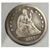 1877-cc Seated Liberty Silver Quarter