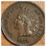 1871 Indian Head Cent, Key Date, Higher Grade, Ful