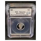 1944 Mercury Dime Icg Black Ruthenium Hologram