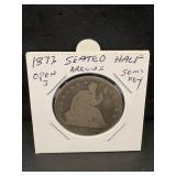1873 Seated Liberty Silver Half Dollar Open 3 Arro