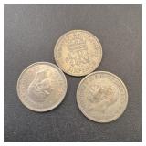 Uk 6 Pence Silver Coins. Lot Of (3) Uk 6 Pence Sil