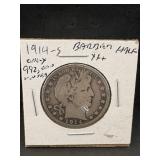 1943-s Barber Silver Half Dollar Only 992,000 Mint