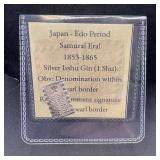 Japan Edo Period Samurai Era Silver Isshu (1 Shu)
