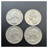 (4) 1964 Silver Washington Quarters, Higher Grade