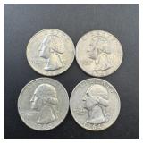 (4) 1964 Silver Washington Quarters, Higher Grade
