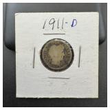 1911-d Silver Barber Dime.