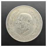 1953 Mexico Cinco Pesos Silver Coin.