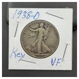 1938-d Walking Liberty Silver Half Dollar, Key Dat