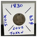 1830 Love Token Capped Bust Dime