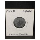 1942-d Germany World War Ii Coin