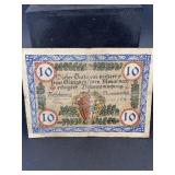 1918 Germany 10 Mark Note Rare World War I